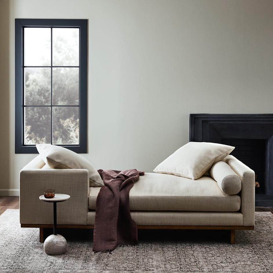 Everly Tete A Tete Chaise in Irving Taupe by FOUR HANDS