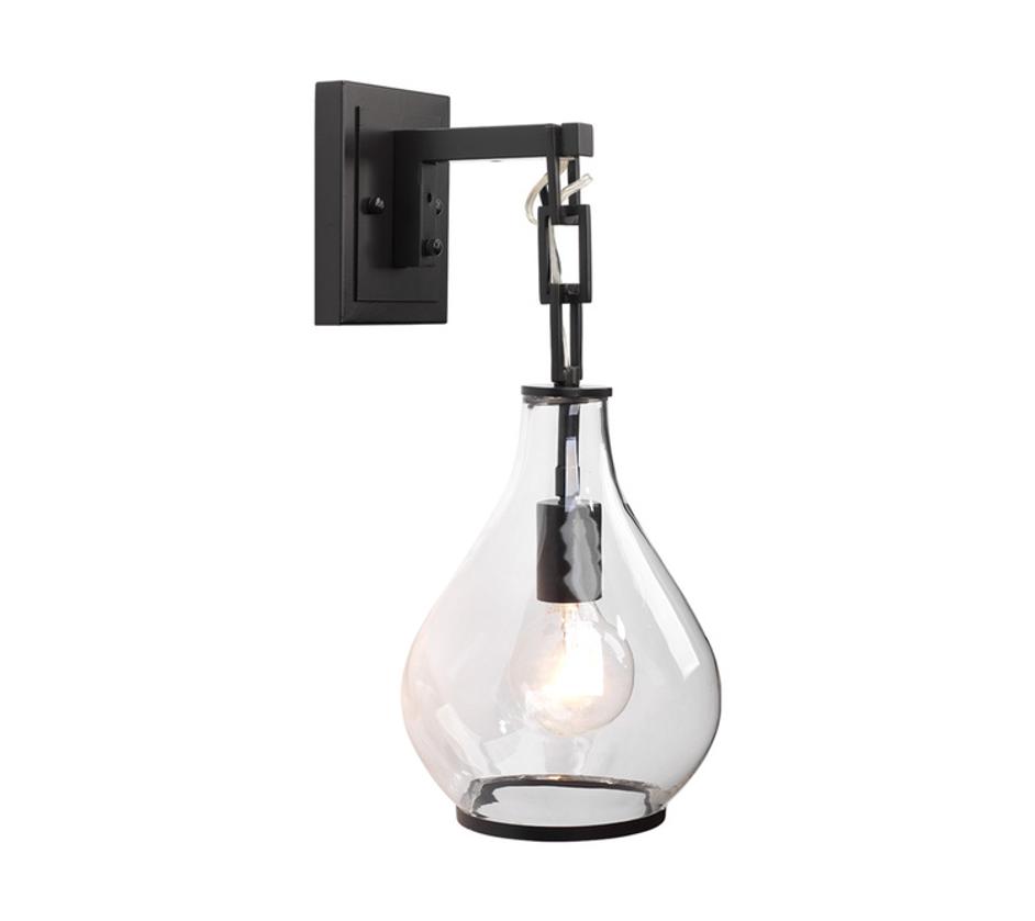 Tear Drop Hanging Wall Sconce, Clear Glass and Bronze by Jamie Young