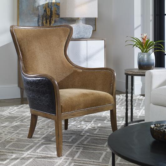 Snowden Tan Wing Chair by Uttermost
