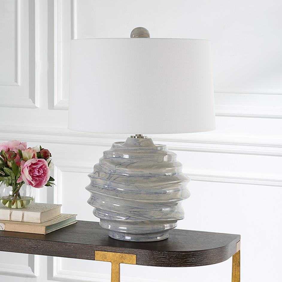 Waves Blue & White Accent Lamp by Uttermost