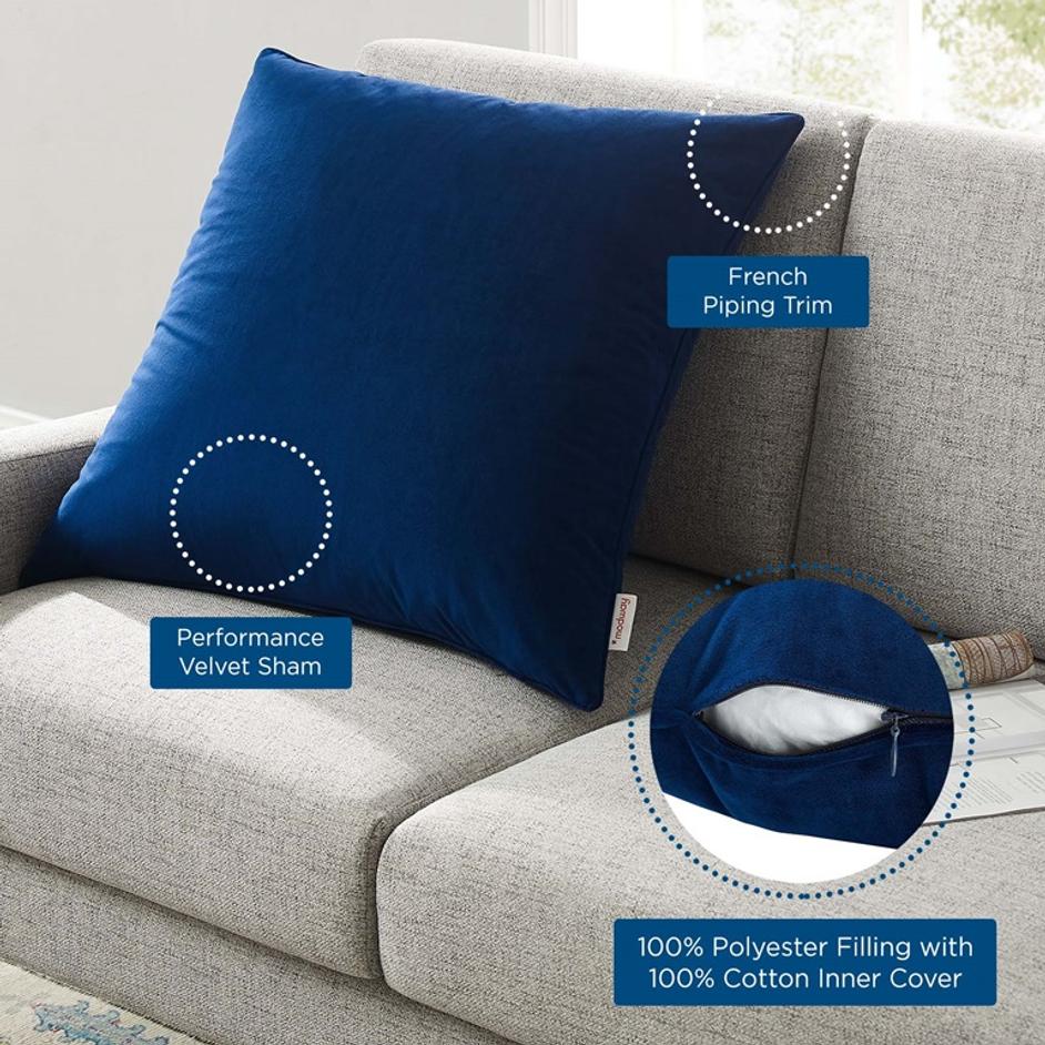 Annabel 24" Performance Velvet Throw Pillow In Navy by Modway Furniture