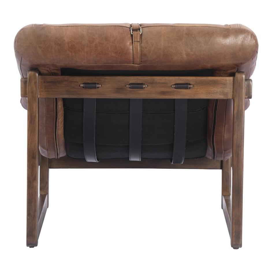 BELLOS ACCENT CHAIR OPEN ROAD BROWN LEATHER by Moes Home