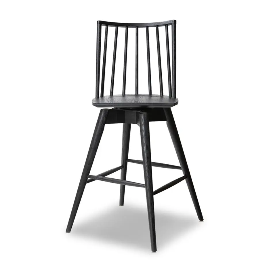 Lewis Swivel Bar Stool in Black Oak by FOUR HANDS
