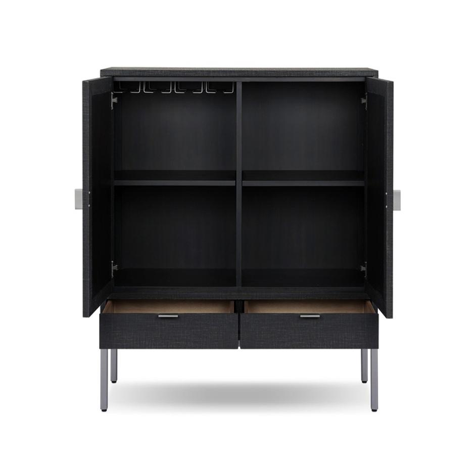 Cressida Bar Cabinet - Black Linen by Four Hands