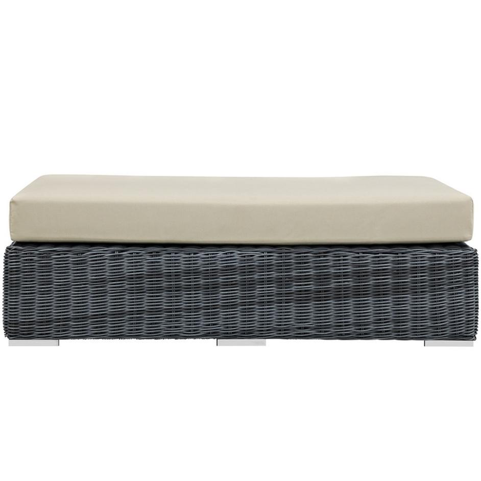 Kindle Outdoor Patio Sunbrella® Rectangle Ottoman In Canvas Antique Beige by Modway Furniture