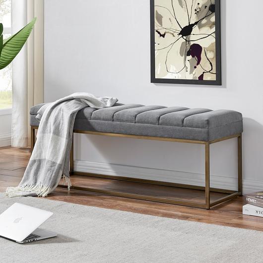 Darius Fabric Bench In Montello Gray by New Pacific Direct