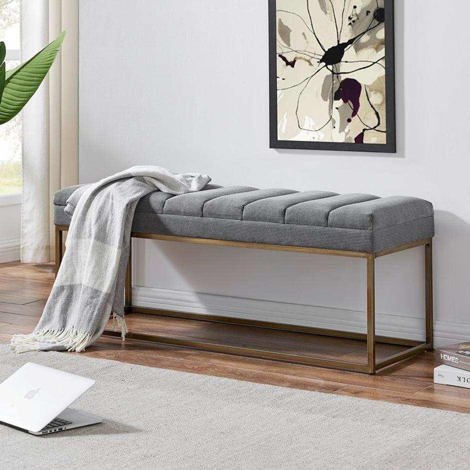 Darius Fabric Bench In Montello Gray by New Pacific Direct