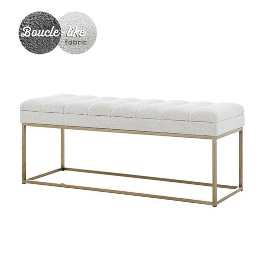 Darius Fabric Bench In Boucle Beige by New Pacific Direct