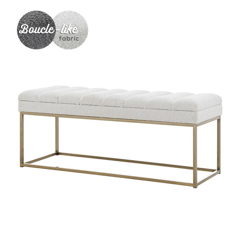 Darius Fabric Bench In Boucle Beige by New Pacific Direct