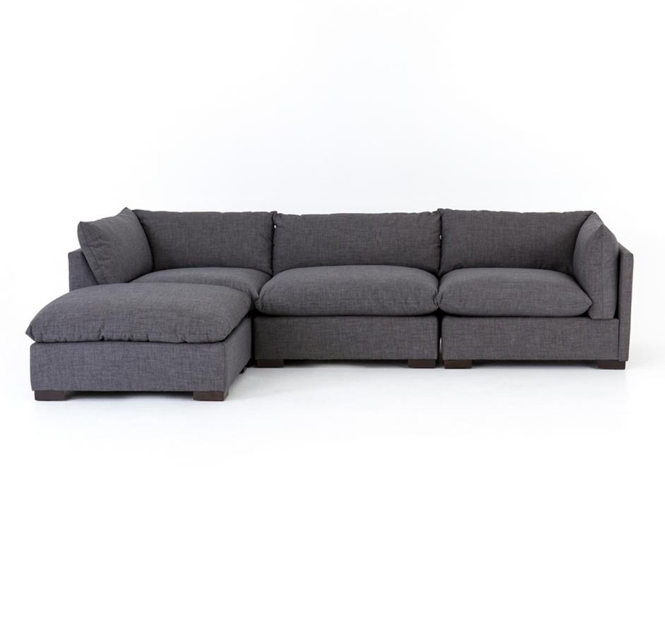 WESTWOOD 3-PIECE SECTIONAL W/ OTTOMAN- BENNETT CHARCOAL by FOUR HANDS