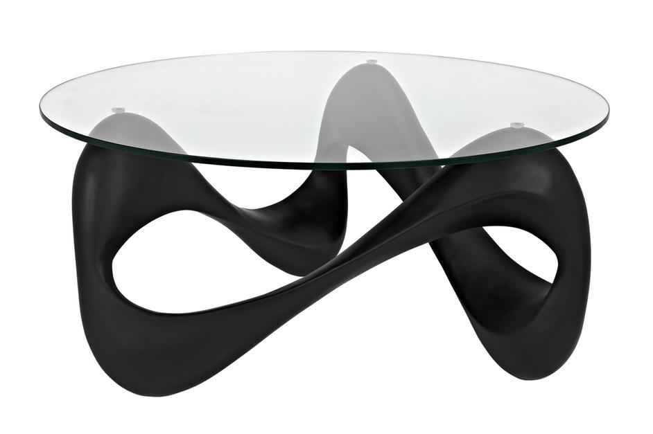 Orion Black Resin and Glass Coffee Table by Noir Furniture