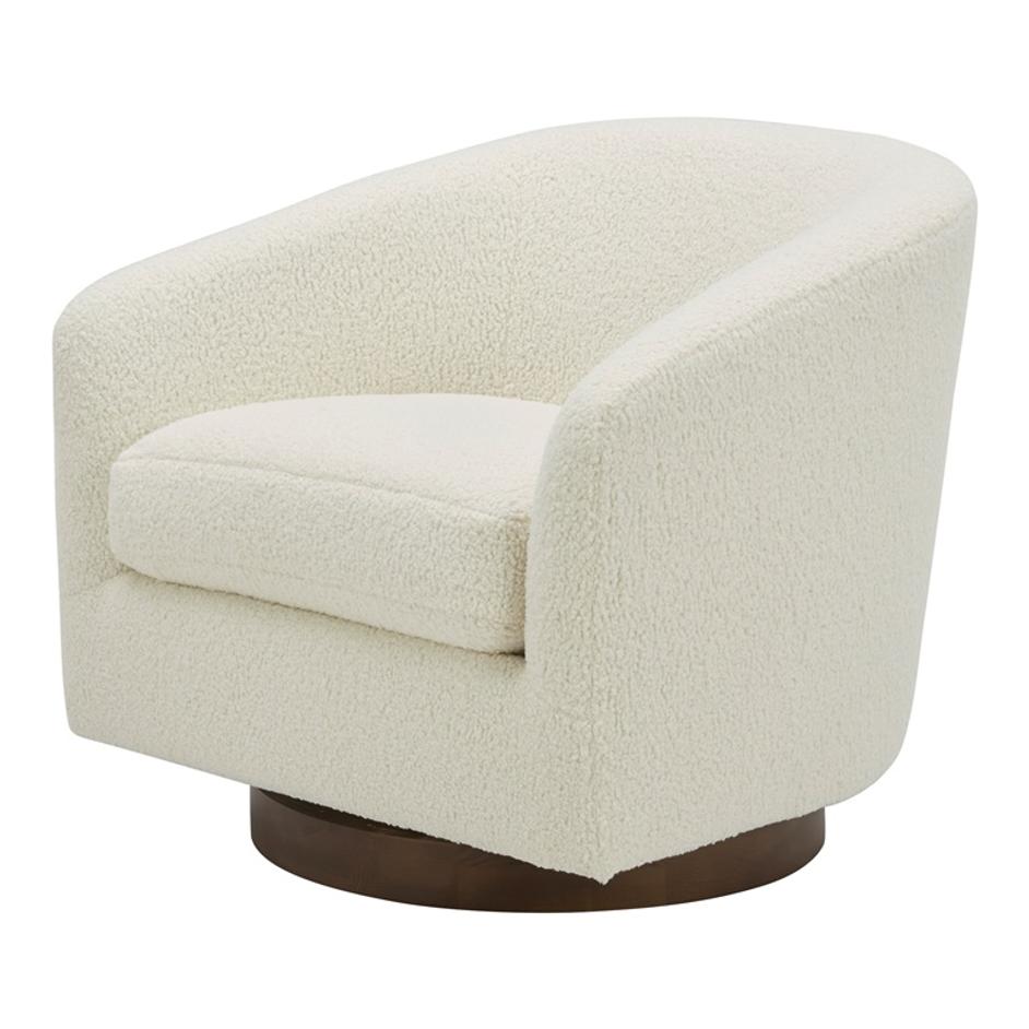 OSCY SWIVEL CHAIR VEGAN SHEARLING WHITE by Moes Home