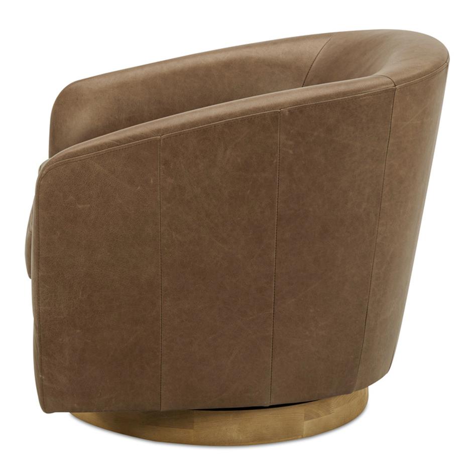 Oscy Leather Swivel Chair Tan by Moes Home