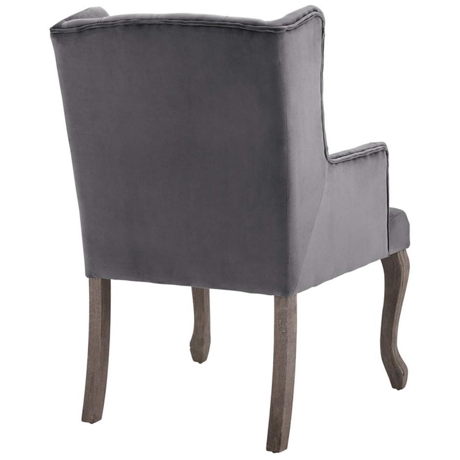 Combest French Vintage Dining Performance Velvet Armchair In Gray by Modway Furniture