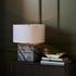 Cedric Table Lamp In Slate Grey Marble-Ivory Linen-Jet Black by Four Hands