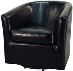 Hayden SWIVEL Bonded Leather Arm Chair In Black by New Pacific Direct