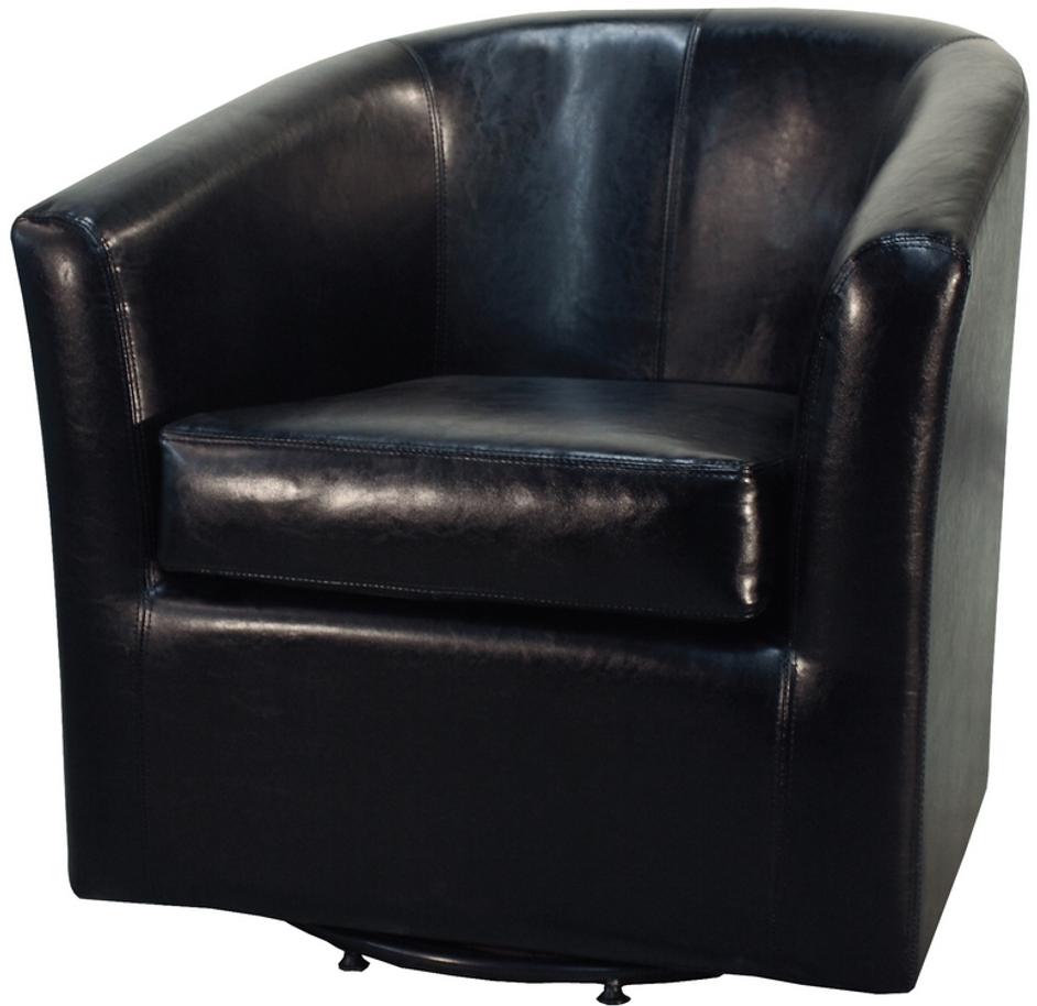 Hayden SWIVEL Bonded Leather Arm Chair In Black by New Pacific Direct