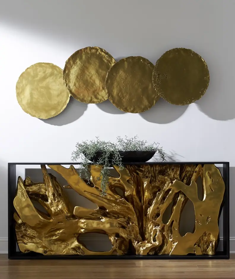 Cast Root Framed Console Table, Wood Frame, Resin, Gold Leaf by Phillips Collection
