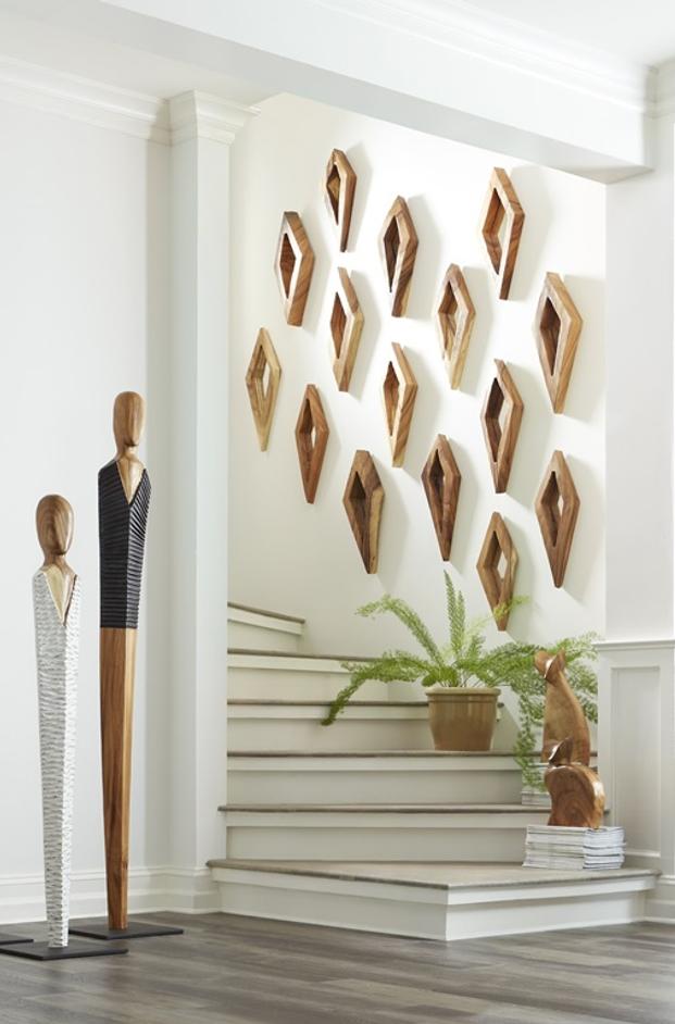 Diamond Chamcha Wood Mirror, Small, Natural by PHILLIPS COLLECTION