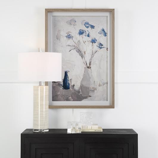 Blue Flowers In Vase Framed Print by Uttermost