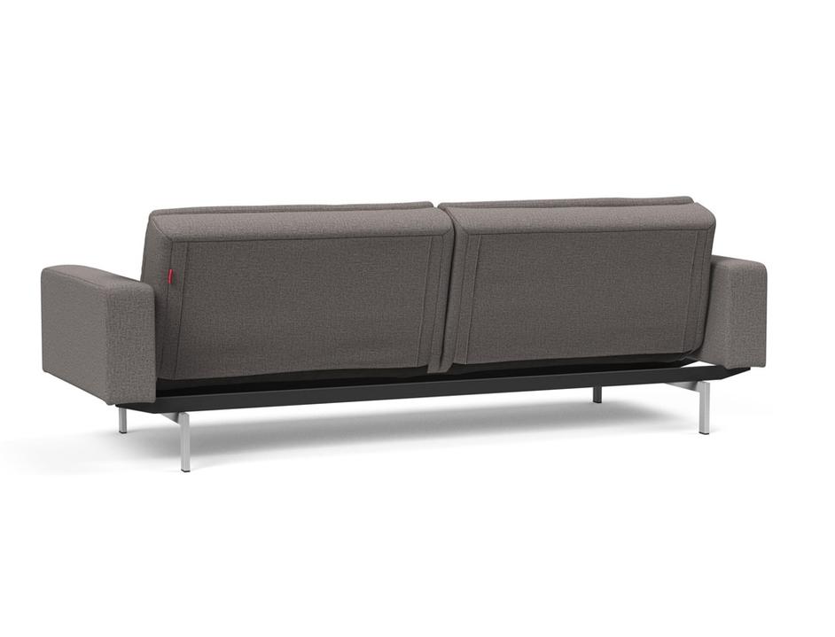DUBLEXO SLEEPER SOFA W/ARMS in MIXED DANCE GREY FABRIC WITH Stainless Steel LEGS 521 by INNOVATION USA