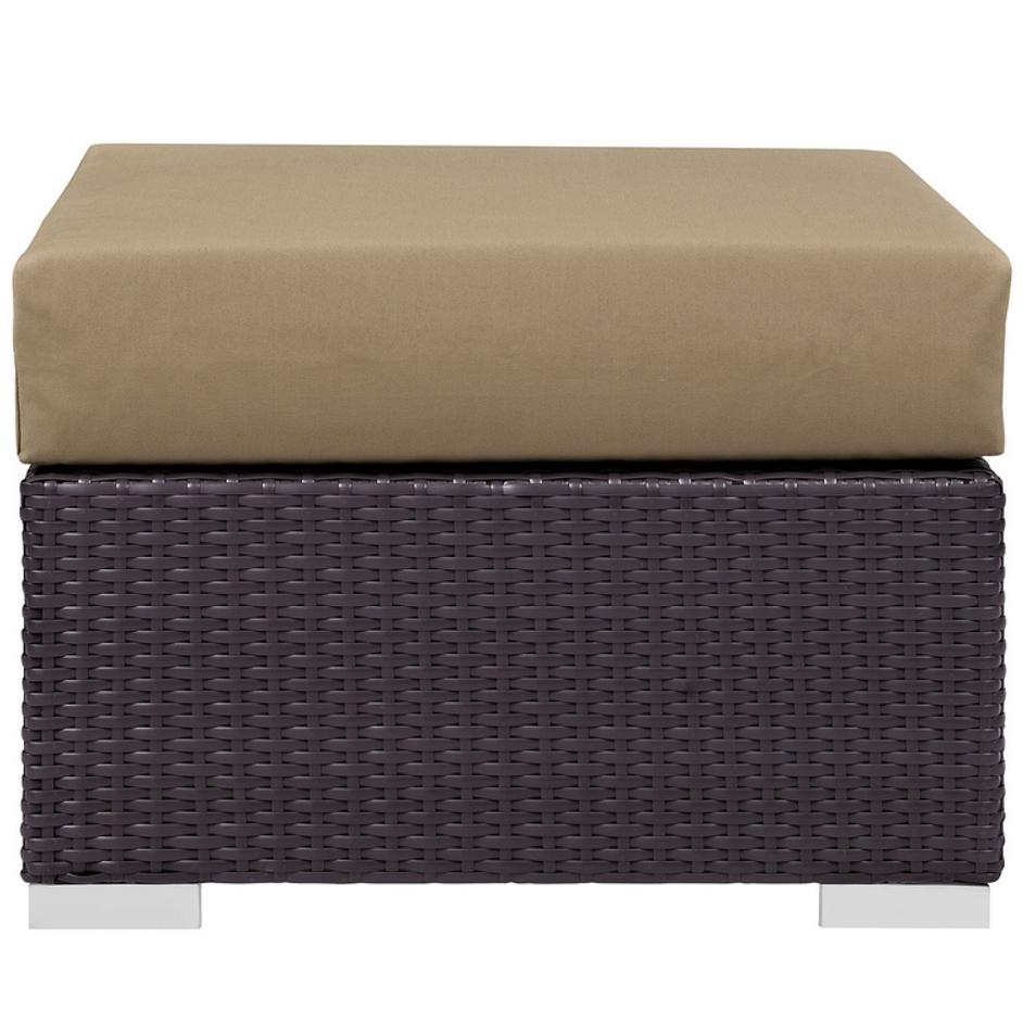Minerva Outdoor Patio Fabric Square Ottoman In Espresso Mocha by Modway Furniture