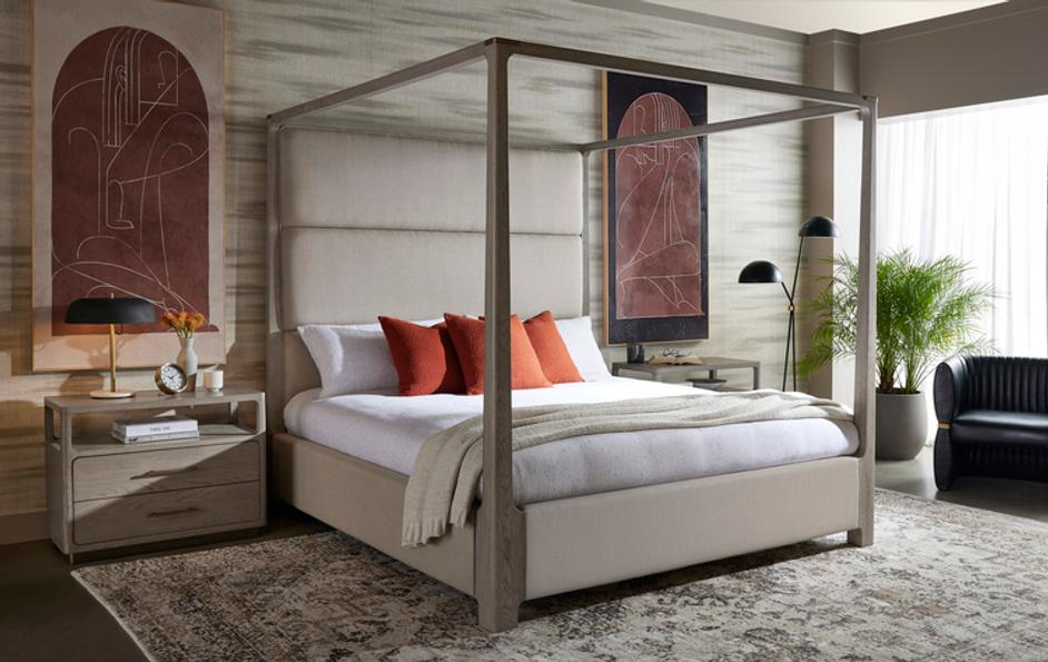 DANETTE CANOPY BED - KING - ZENITH TAUPE GREY by Sunpan