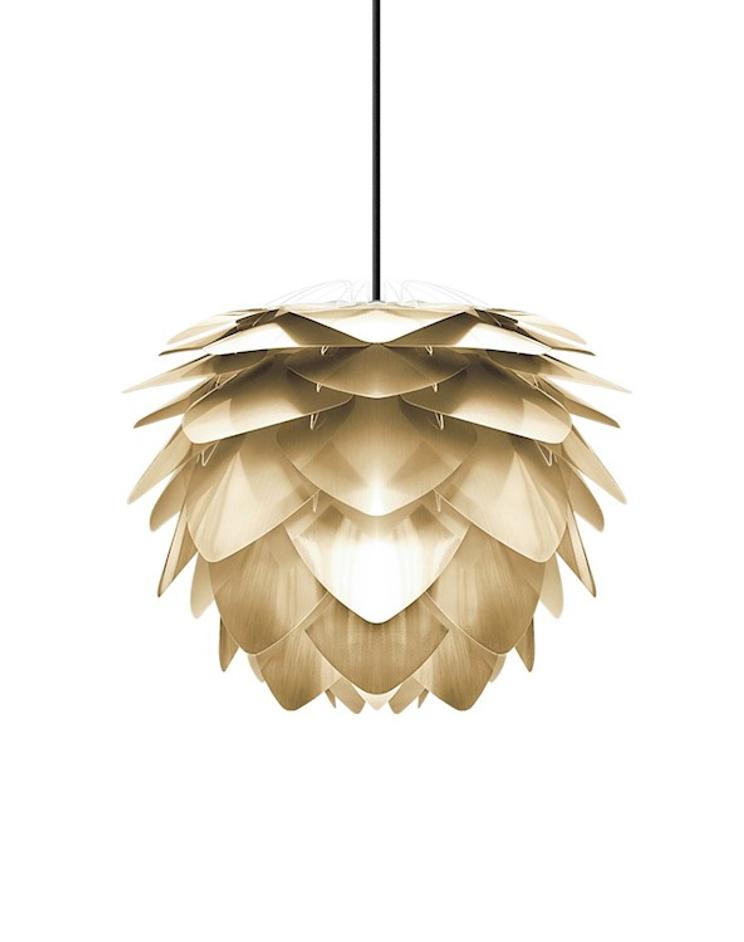 Silvia Plug-In Pendant in Brass Foil Finish with Black Cord by UMAGE