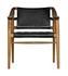 Garibaldi Teak and Black Leather Chair with Clear Coat Flat Finish by Noir Furniture