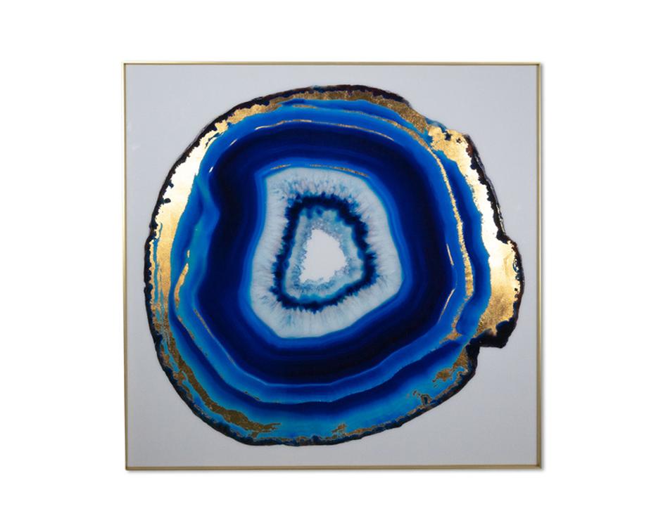 BLUE AGATE - 48" X 48" - GOLD FRAME by Sunpan
