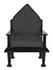 Resurrection Mahogany Chair with Grey Fabric Cushions in Hand-Rubbed Black Finish by Noir Furniture