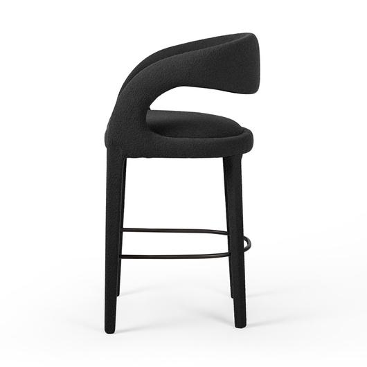 Hawkins Stool In Fiqa Boucle Charcoal In Bar by FOUR HANDS
