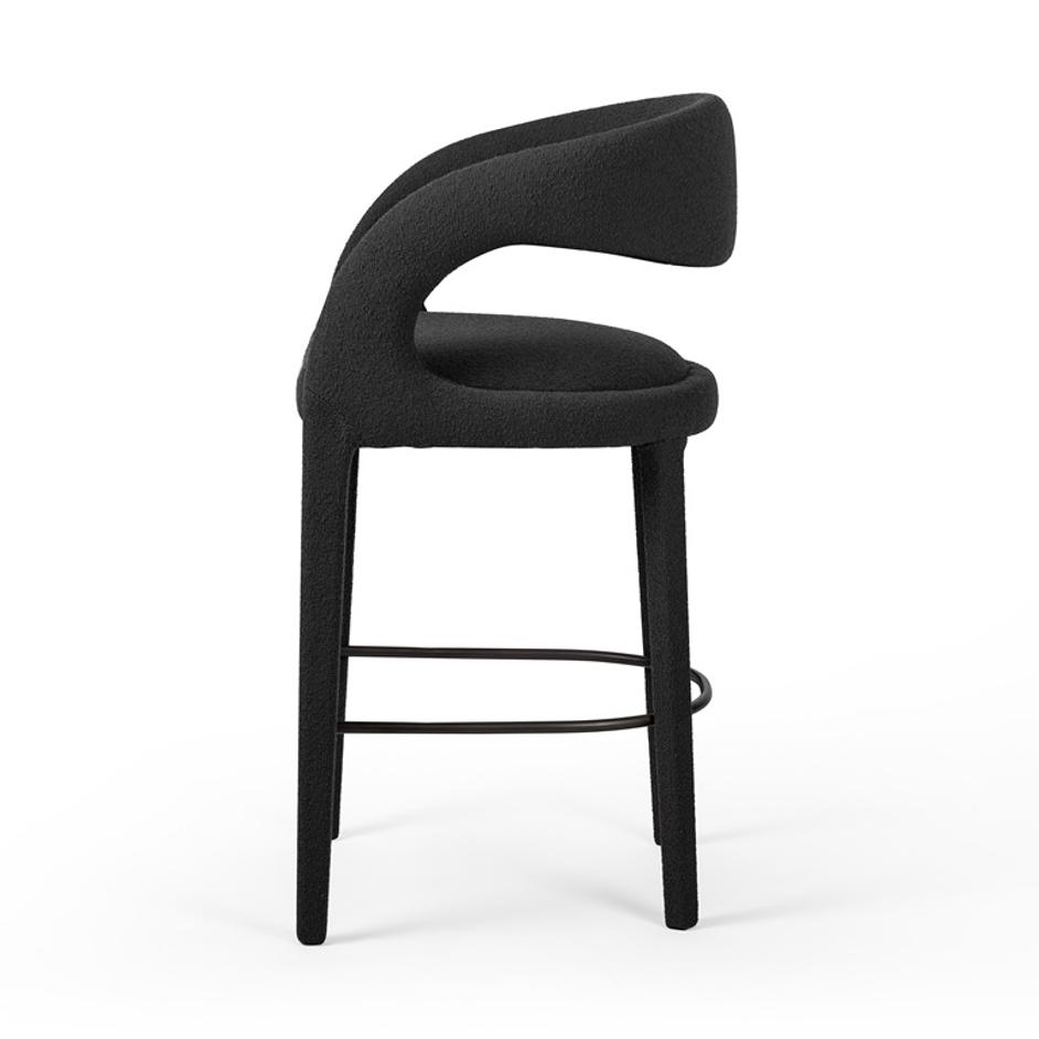 Hawkins Stool In Fiqa Boucle Charcoal In Bar by FOUR HANDS