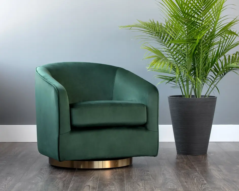 Hazel Swivel Chair - Deep Green Sky by Sunpan