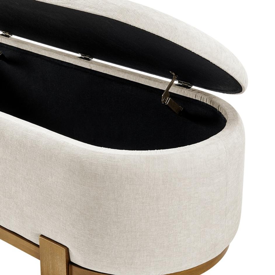 Ayleen Chenille Storage Bench, Seneca Beige  by New Pacific Direct