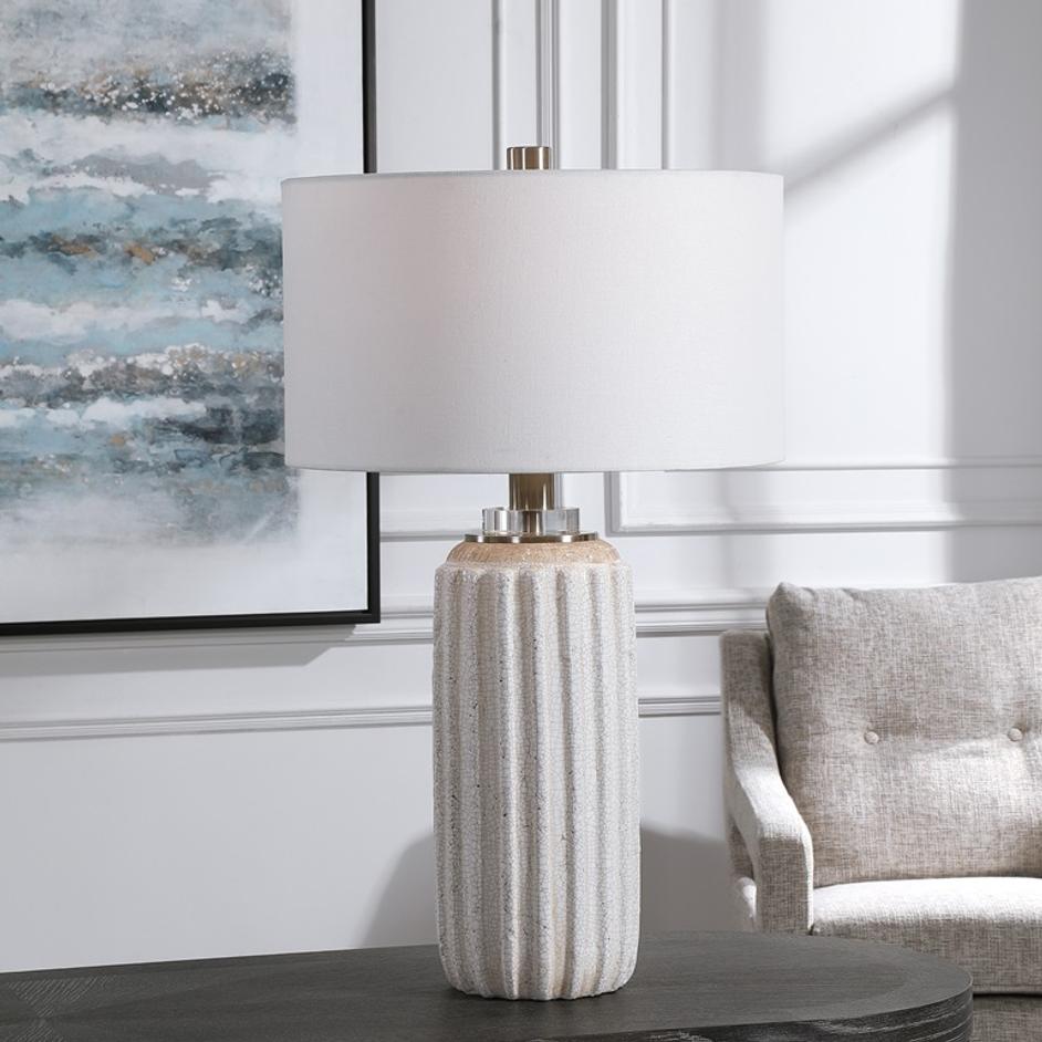 Azariah White Crackle Table Lamp by Uttermost