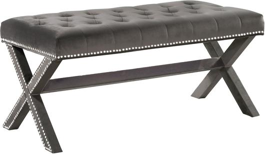 Herbert Bench In Grey Velvet by Meridian Furniture