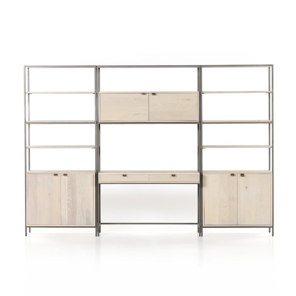 Trey Modular Wall Desk W/ 2 Bookcases - Dove Poplar by Four Hands