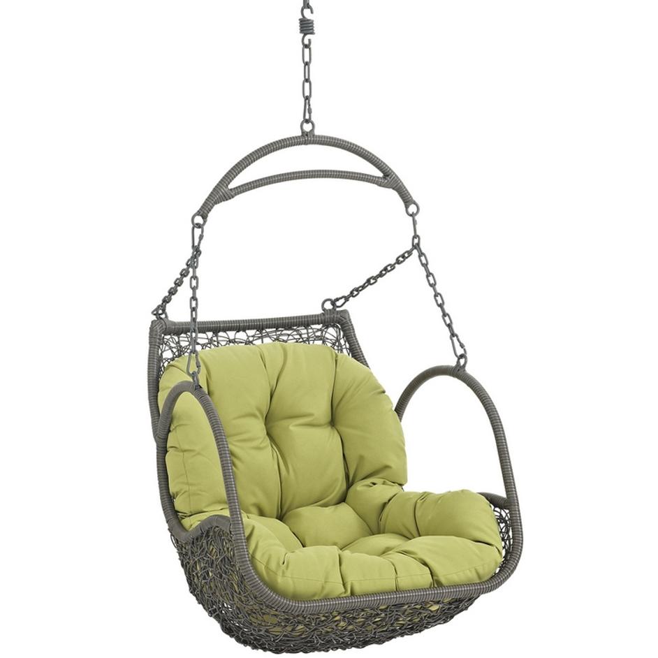 Grove Outdoor Patio Wood Swing Chair In Peridot by Modway Furniture