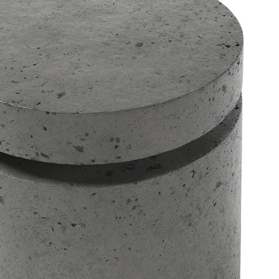 Higgins Outdoor Round Propane Enclosure In Pewter Concrete by Four Hands