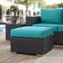 Minerva Outdoor Patio Fabric Square Ottoman In Espresso Turquoise by Modway Furniture