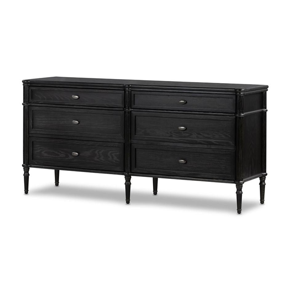 Toulouse 6 Drawer Dresser In Dstrssd Black by FOUR HANDS