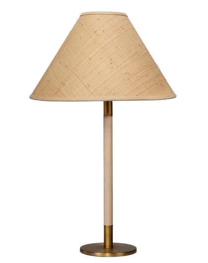 Morgana Wood and Metal Table Lamp with Raffia Shade by Jamie Young