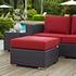 Minerva Outdoor Patio Fabric Square Ottoman In Espresso Red by Modway Furniture