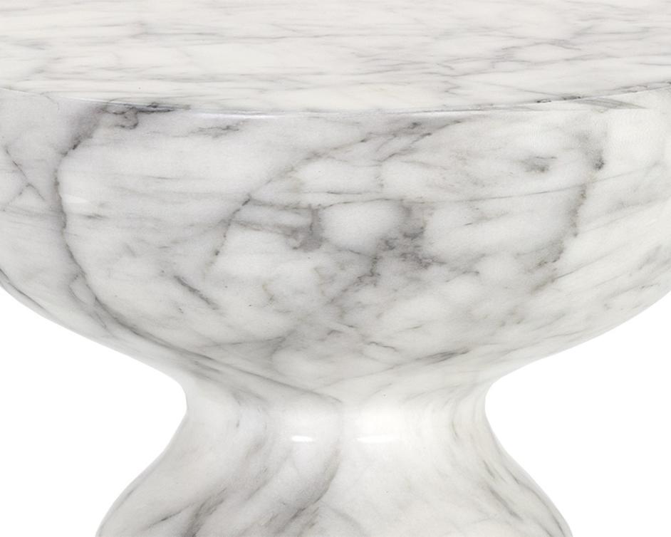 Goya End Table - Marble Look - White by Sunpan