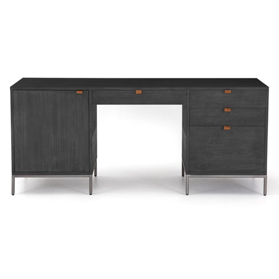 Trey Executive Desk In Black Wash Poplar by FOUR HANDS