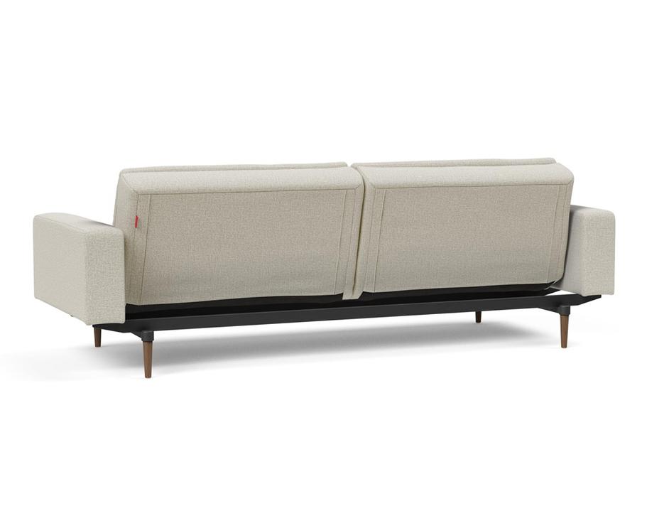 DUBLEXO SLEEPER SOFA W/ARMS in MIXED DANCE NATURAL FABRIC WITH Dark Wood LEGS 527 by INNOVATION USA