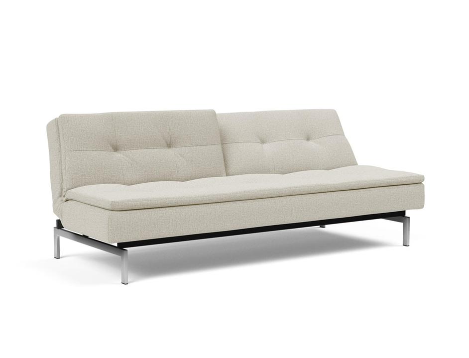 DUBLEXO SLEEPER SOFA in MIXED DANCE NATURAL FABRIC WITH Stainless Steel LEGS 527 by INNOVATION USA