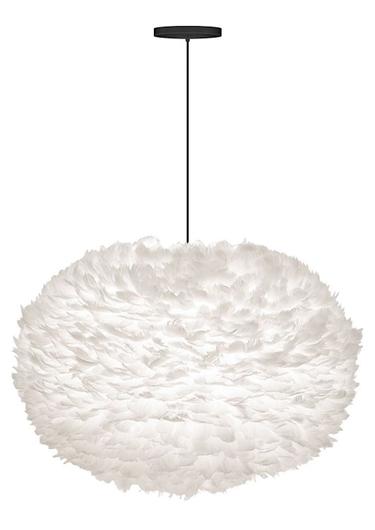 Eos XL Hardwired Pendant in White with Black Cord by UMAGE