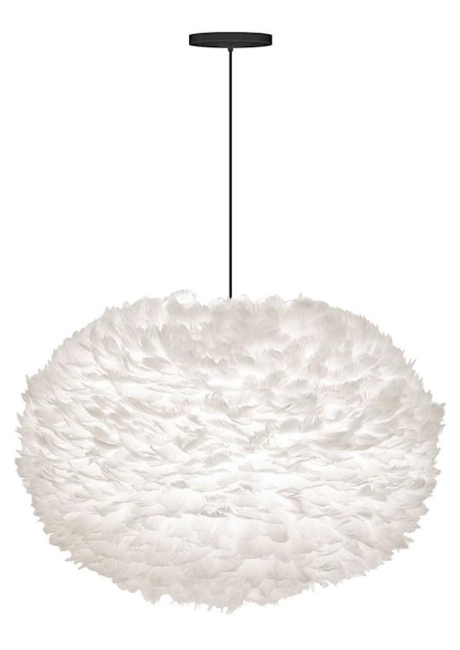 Eos XL Hardwired Pendant in White with Black Cord by UMAGE